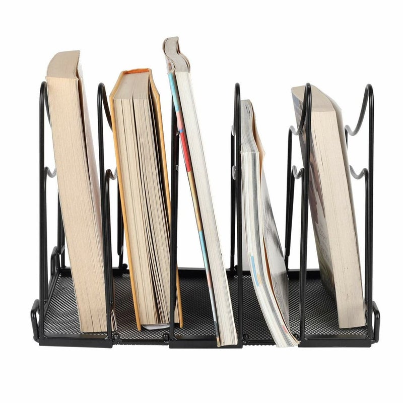 MetalTouch Metal Desktop Magazine Stand & File Organizer - Tiered Shelf, Book & Magazine Storage for Home, School, Office - Black - Image 2