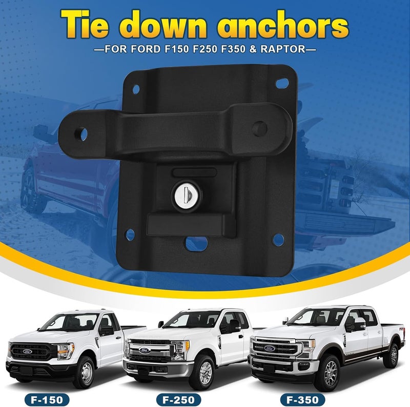 SPEEDWOW Bed Tie Down Anchors Brackets Box Link with Plates Compatible with F150; Compatible with F250; Compatible with F350 2015-2021; Compatible with Raptor 2015-2022 Truck Bed Tie Downs Car F150 - Image 3