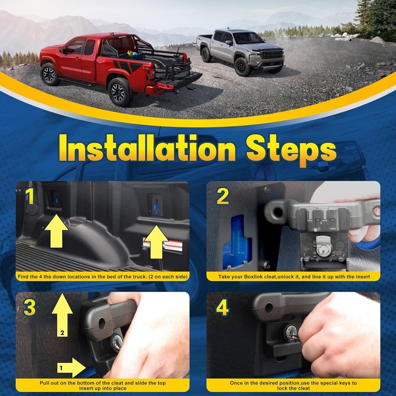 SPEEDWOW Bed Tie Down Anchors Brackets Box Link with Plates Compatible with F150; Compatible with F250; Compatible with F350 2015-2021; Compatible with Raptor 2015-2022 Truck Bed Tie Downs Car F150 - Image 4