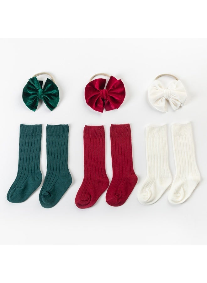 D'Daniela Mikha Socks & Ribbon Bow Set For Babies and Girls - Dark Green - Image 3