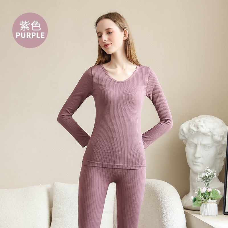 Striped Bear Thermal Womens Autumn Set Bag—purple - Image 1