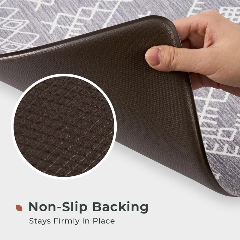 Fresh Mint Anti Fatigue Kitchen Mats for Floor 2 Piece Set, Waterproof & Non-Skid Moroccan Geo Kitchen Rugs, Cushioned Kitchen Mat for Standing Washable Comfort Desk Kitchen Runners, 17x30''+17x47'' - Image 5