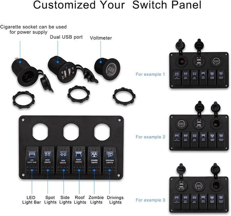 Wivplex 6 Gang Rocker Switch Panel with USB Charger - Image 3