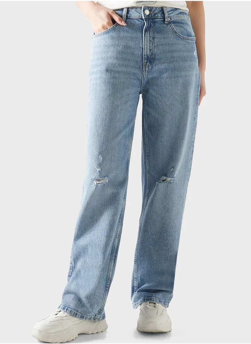 Lee Cooper Pocket Detail High Waist Jeans