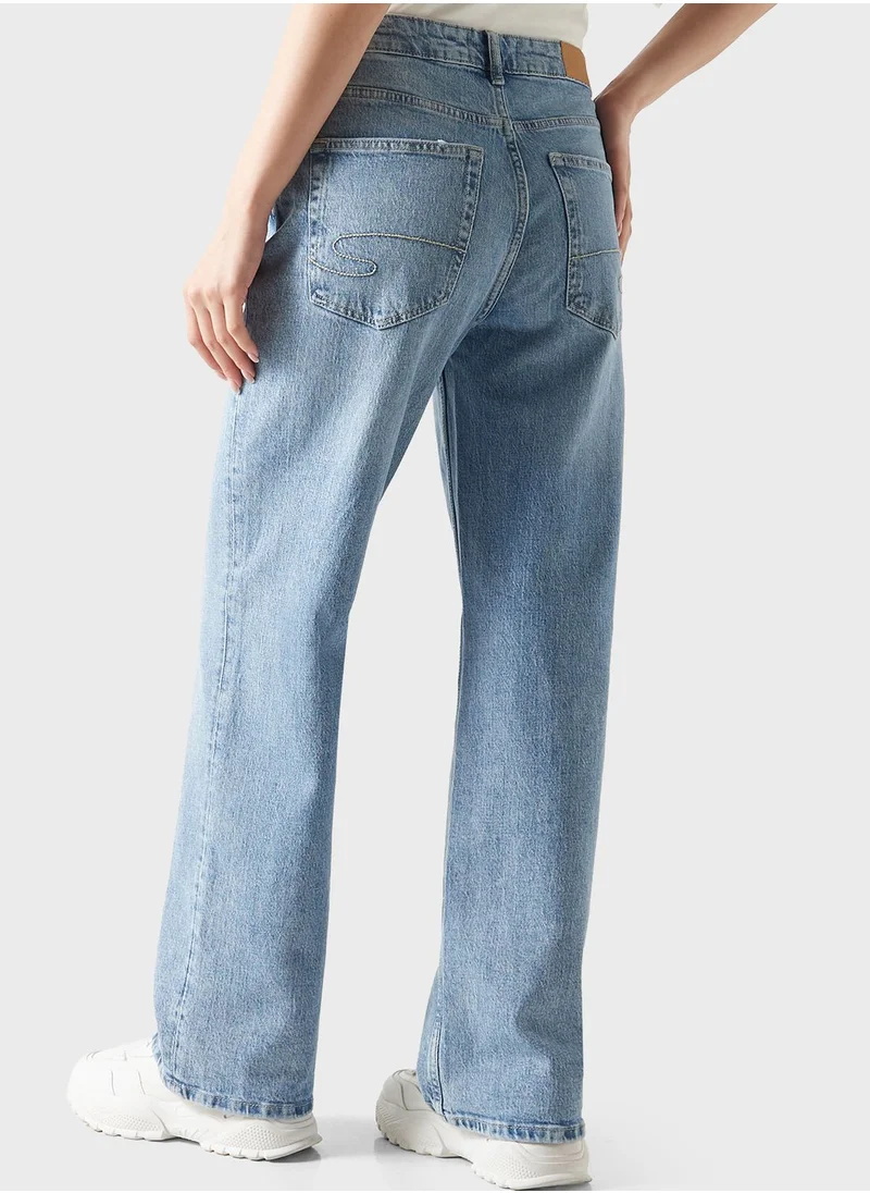 Lee Cooper Pocket Detail High Waist Jeans