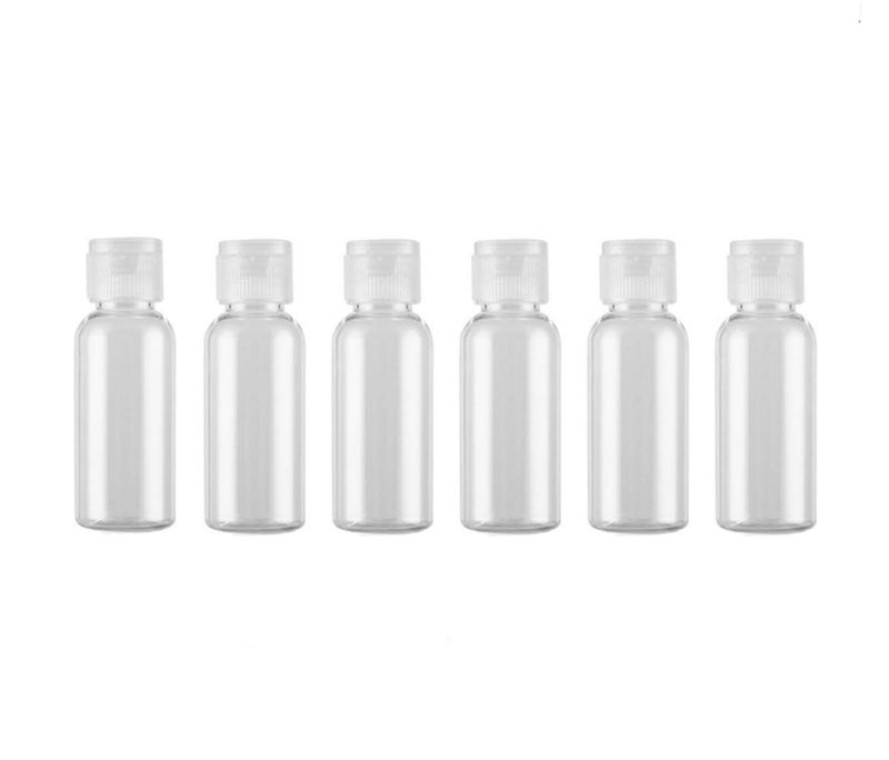 05 oz Plastic Travel Bottle with Flip Cap Sample Container for Makeup Emollient Water Shower Gel Emulsion Liquid Empty Refillable PortablePack of 6Clear