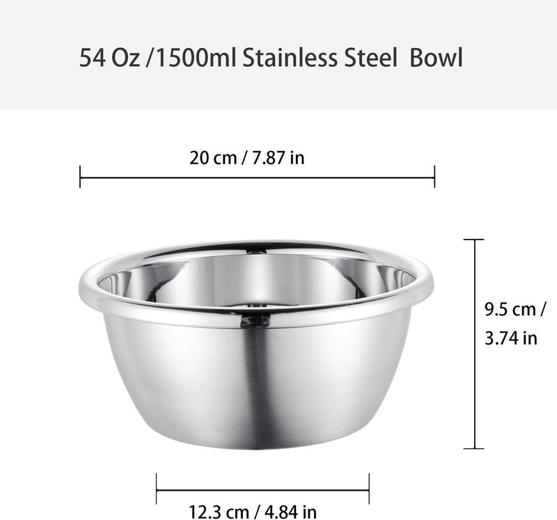 WANBY Stainless Steel Bowls Set 54 Oz Large Metal Salad Bowls Unbreakable Dinner Bowls Set Dishwasher Safe for Kitchen Home Camping Outdoor Party BBQ 4 - Image 2