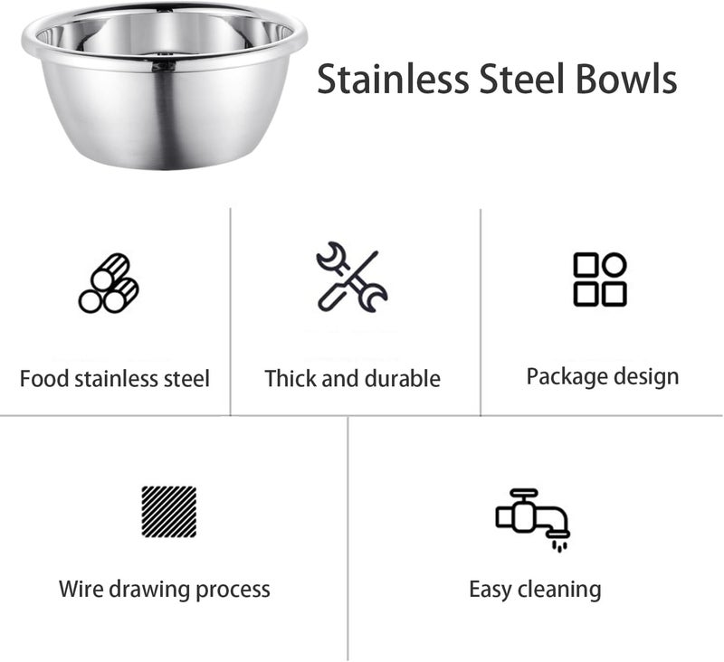 WANBY Stainless Steel Bowls Set 54 Oz Large Metal Salad Bowls Unbreakable Dinner Bowls Set Dishwasher Safe for Kitchen Home Camping Outdoor Party BBQ 4 - Image 4