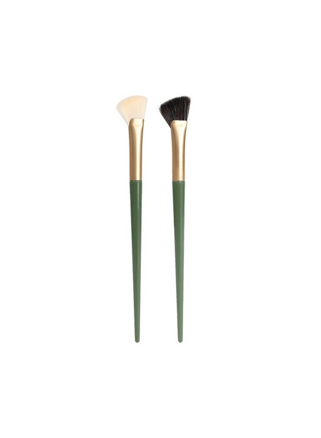 TEONEI Half Fan-Shape Nose Shadow Brush,Angled Contour Makeup Brush,Professional Highlighter Blush Make Up Tools,2Pcs - Image 1