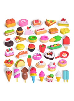 Y&D Food Erasers, 3D Mini Puzzle Desert Fruit Erasers for Kids, Fun Gifts Prizes Kids Classroom, Pencil Random 40 Blocks  - Image 1