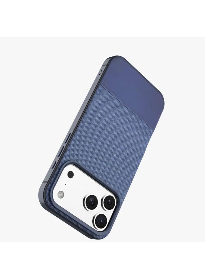 LEVELO iPhone 17 Pro MagSafe Case Cuir With Comfortable Grip & Premium PU Leather / Shock-Resistant Bumper / Aluminum Alloy Frame for Camera & Buttons / Strong Magnets - Midnight Blue - Image 5