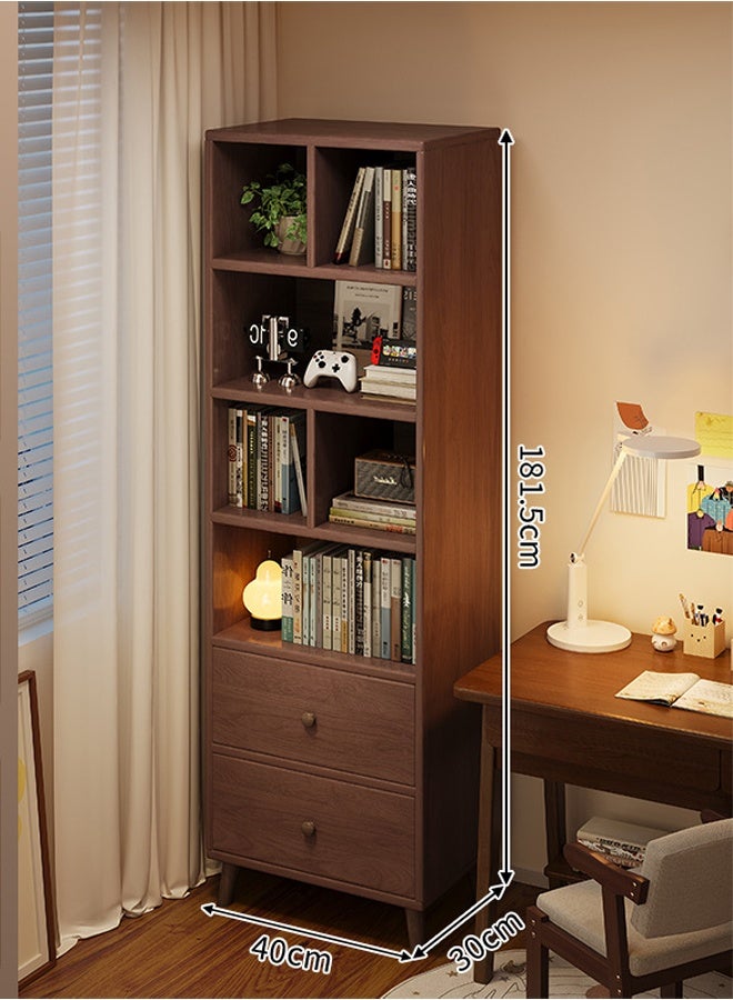 كيكي رف تخزين متعدد الطبقات للكتب، خزانة عرض أنيقة لغرفة المعيشة، 40 سم، لون بني - Image 3