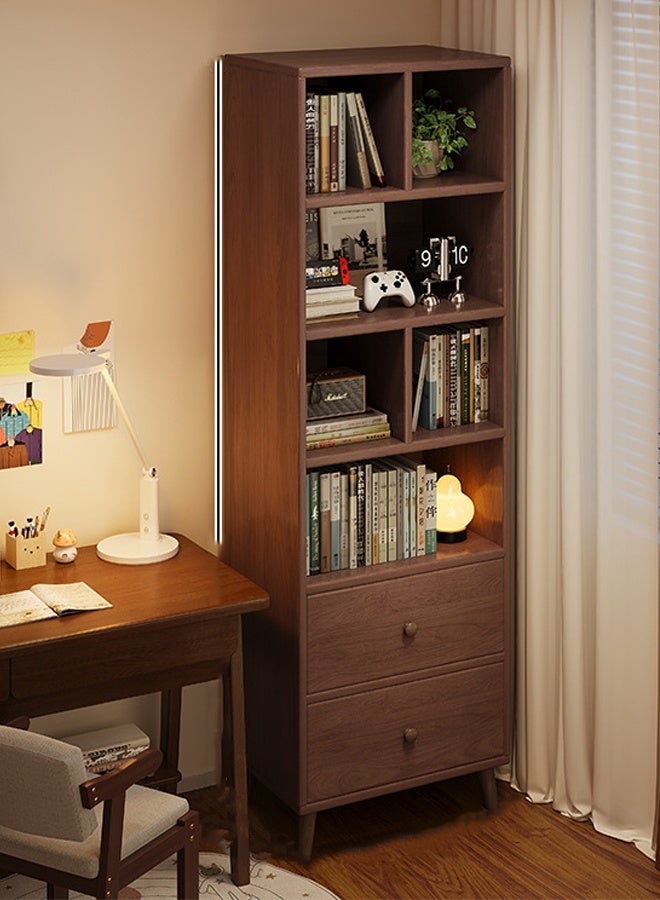 كيكي رف تخزين متعدد الطبقات للكتب، خزانة عرض أنيقة لغرفة المعيشة، 40 سم، لون بني - Image 2