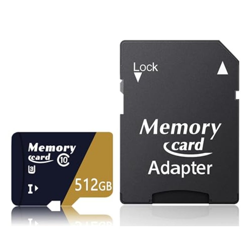 حزمة واحدة من بطاقة MicroSDXC MicroSD بسعة 512 جيجابايت مع محول فيديو 4K فائق الدقة يصل إلى 100 ميجابايت/ثانية، مساحة تخزين موسعة للهاتف، وكاميرا الأمان، وكاميرا داش، وكاميرا الحركة - Image 1
