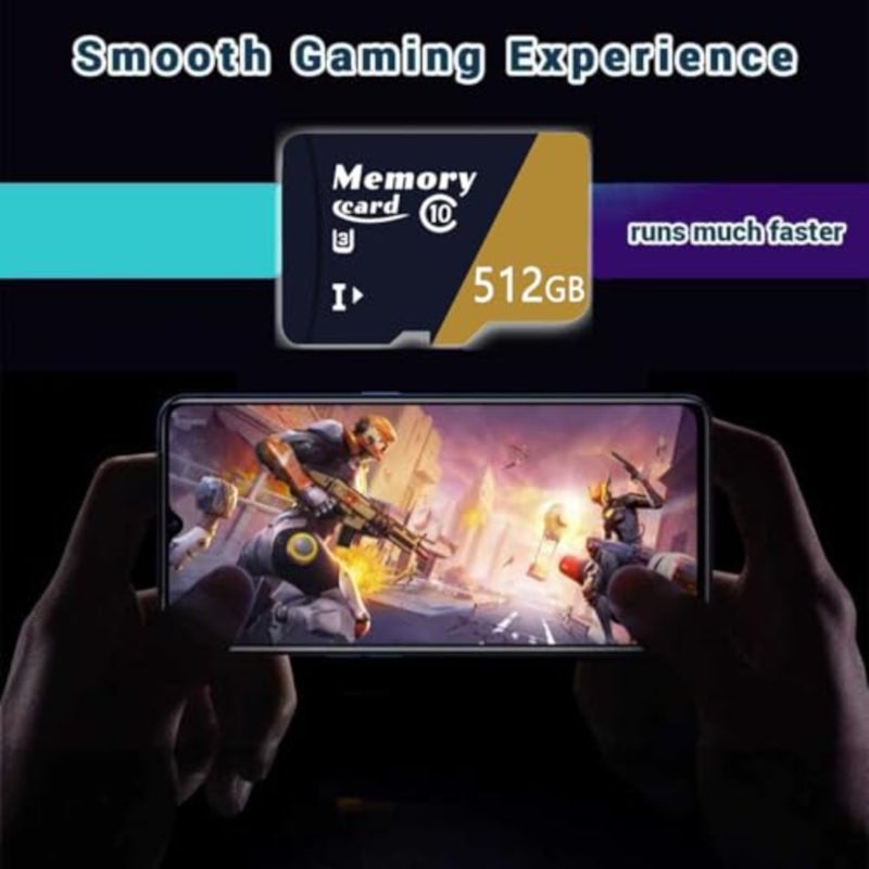 حزمة واحدة من بطاقة MicroSDXC MicroSD بسعة 512 جيجابايت مع محول فيديو 4K فائق الدقة يصل إلى 100 ميجابايت/ثانية، مساحة تخزين موسعة للهاتف، وكاميرا الأمان، وكاميرا داش، وكاميرا الحركة - Image 5