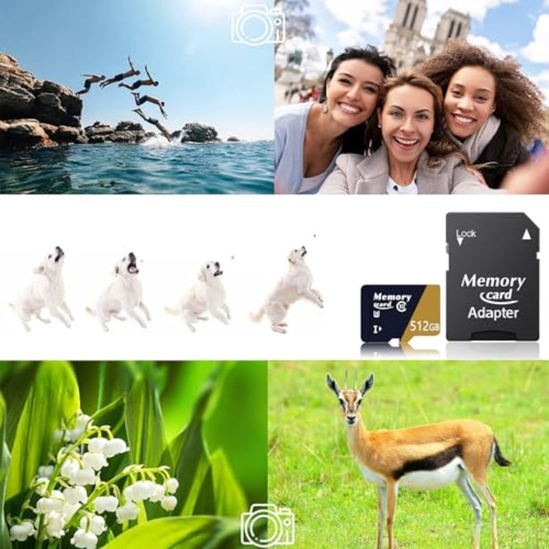 حزمة واحدة من بطاقة MicroSDXC MicroSD بسعة 512 جيجابايت مع محول فيديو 4K فائق الدقة يصل إلى 100 ميجابايت/ثانية، مساحة تخزين موسعة للهاتف، وكاميرا الأمان، وكاميرا داش، وكاميرا الحركة - Image 2