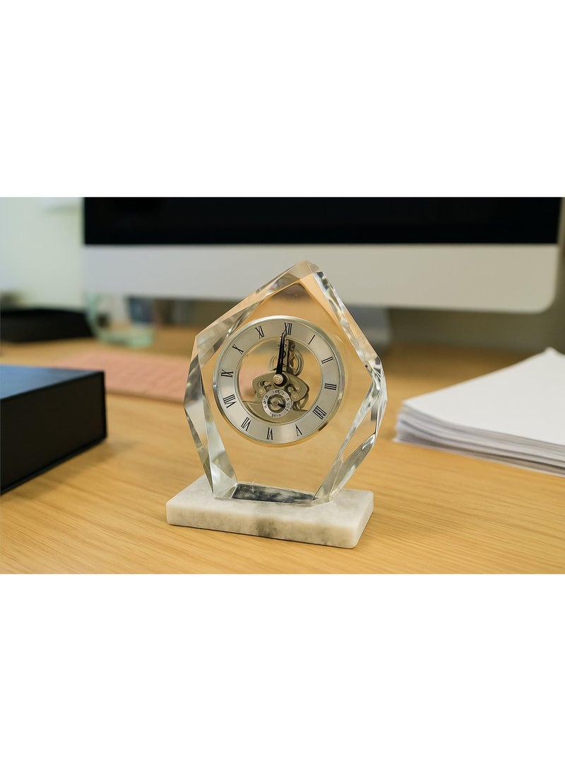 Transparent Mechanical Clock Crystal Personalized Shelf Timepiece-Table Clock Service Award Business Promotion And Wedding Present Crystal Clock Triangle Shape - Image 3