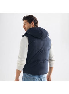 FAV Quilted Sleeveless Jacket with Hood and Zip Closure  - Image 3