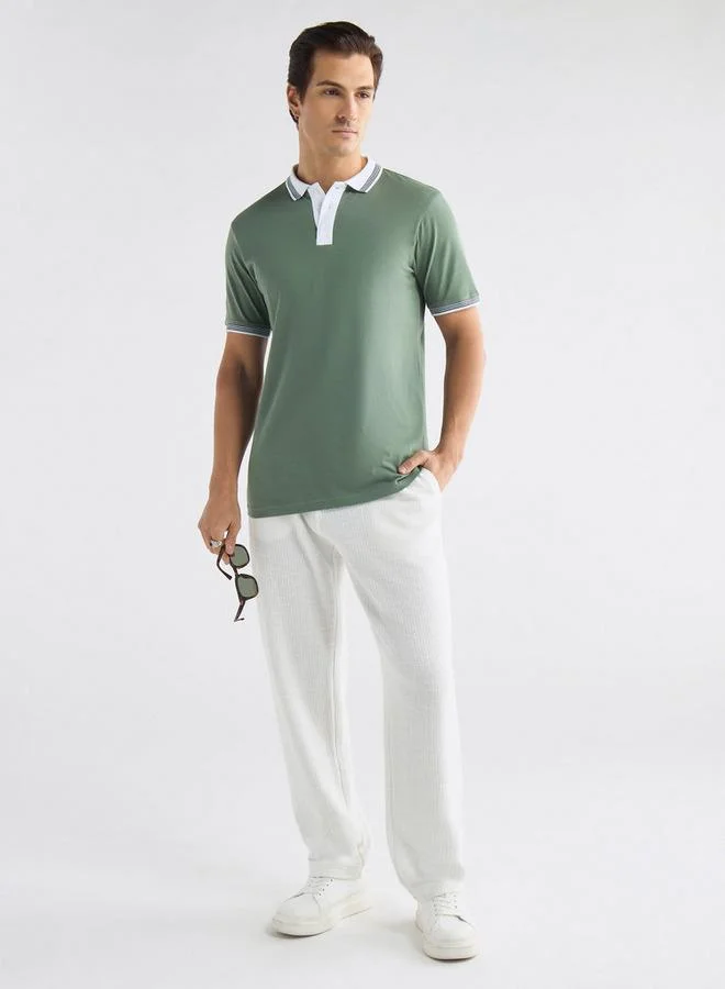 سبلاش فيڤ تيشيرت بولو بقوالب ملونة وأكمام قصيرة وأزرار إغلاق