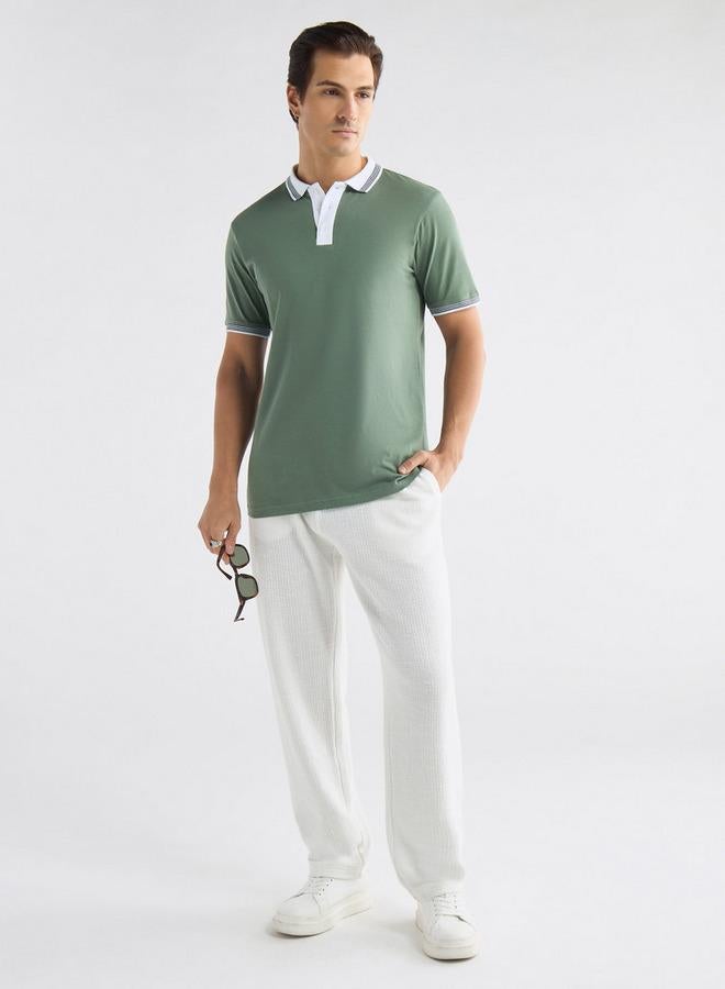 سبلاش فيڤ تيشيرت بولو بقوالب ملونة وأكمام قصيرة وأزرار إغلاق - Image 2