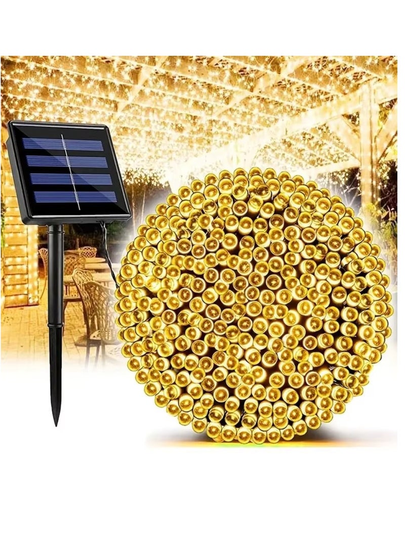 Yuwell - 2 Pack Solar Light String LED Decorative Light Solar Powered Fairy Lights 50 Meter 240 LED Multi Modes And Remote Control Light Solar Outdoor Light String Lights For Home And Outdoor Decoration Warm White Total (100 Meter 480 Led) - Image 1
