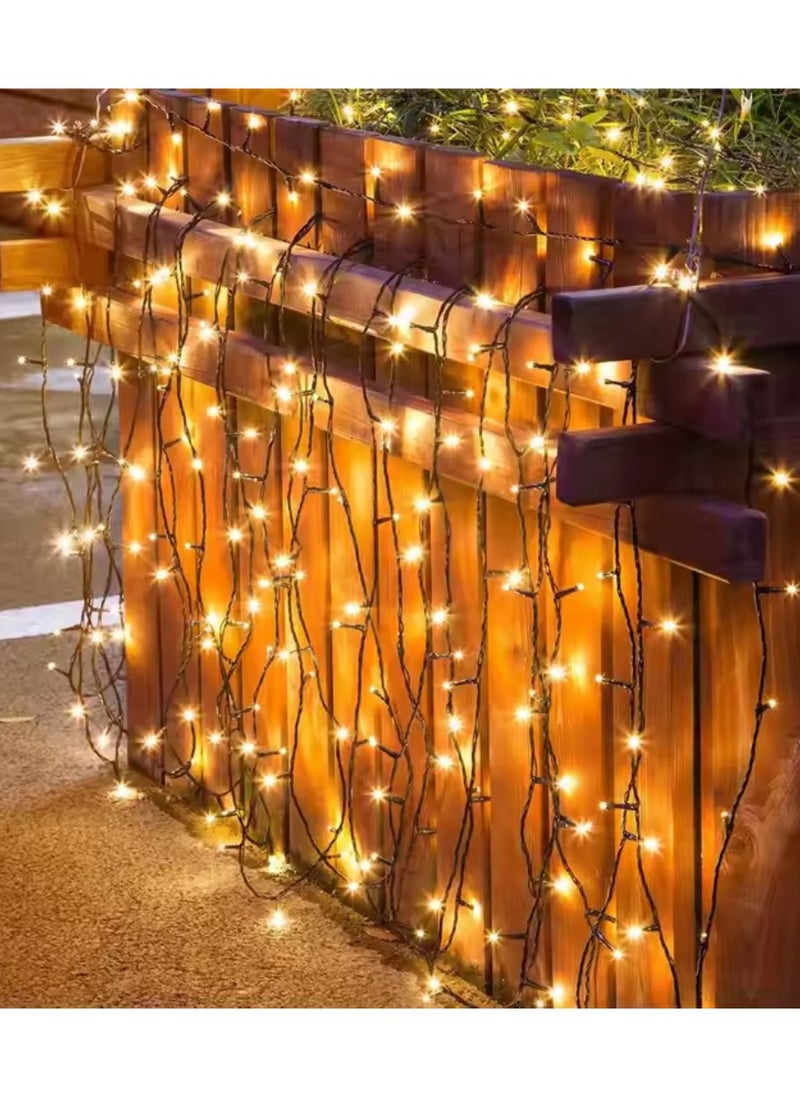 Yuwell - 2 Pack Solar Light String LED Decorative Light Solar Powered Fairy Lights 50 Meter 240 LED Multi Modes And Remote Control Light Solar Outdoor Light String Lights For Home And Outdoor Decoration Warm White Total (100 Meter 480 Led) - Image 1