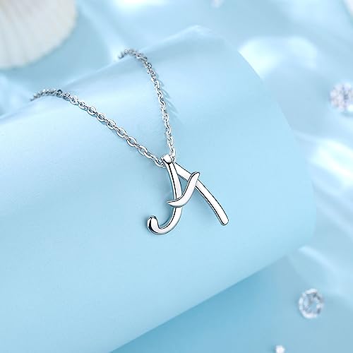 EUDORA Sterling Silver Initial Necklaces for Women A Letter Alphabet Personalized Charm Pendant Monogram Initial Necklace with 18inch O-Ring Chain - Image 2