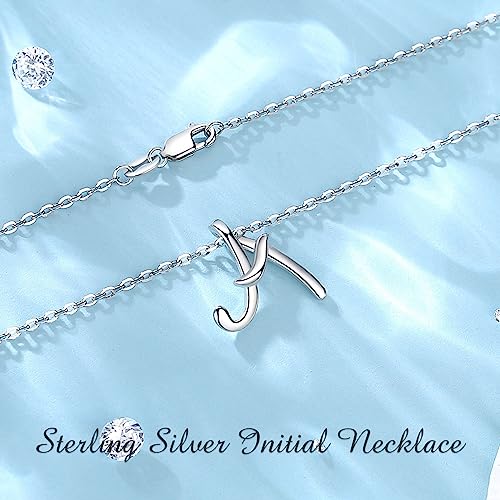 EUDORA Sterling Silver Initial Necklaces for Women A Letter Alphabet Personalized Charm Pendant Monogram Initial Necklace with 18inch O-Ring Chain - Image 3