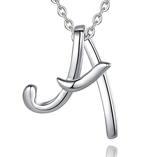 EUDORA Sterling Silver Initial Necklaces for Women A Letter Alphabet Personalized Charm Pendant Monogram Initial Necklace with 18inch O-Ring Chain - Image 1