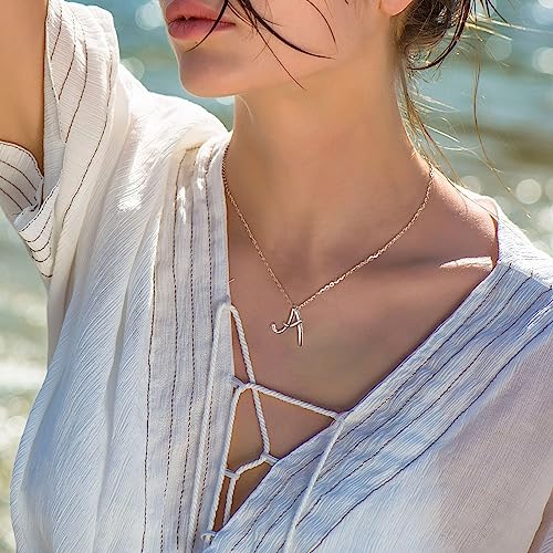 EUDORA Sterling Silver Initial Necklaces for Women A Letter Alphabet Personalized Charm Pendant Monogram Initial Necklace with 18inch O-Ring Chain - Image 4