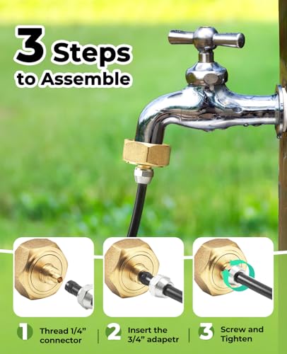 HOMENOTE US Standard Faucet Adapter, 3/4'' to 1/4'' Hose Adapter, Convert 3/4" Female Hose Thread Bib to 1/4" Tubing, 2 Brass Adapters with 4 Washers - Image 5
