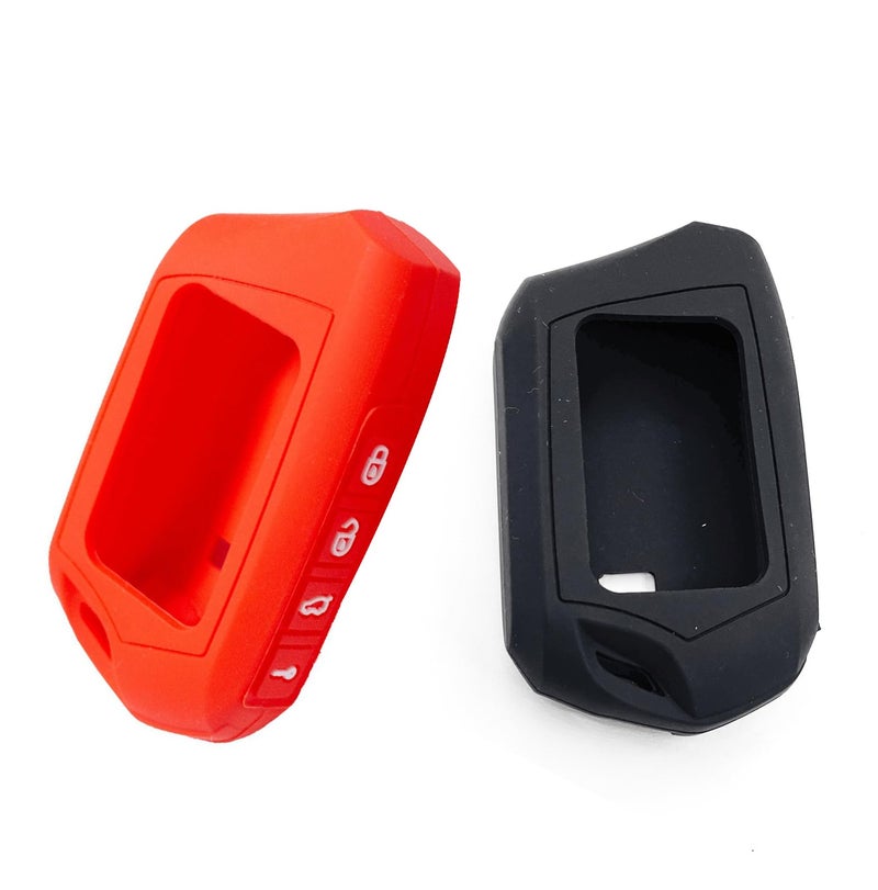 Tovyvw RFX2WT9FM T9 Key Black and Red Silicone Protective Silicone Sheath Waterproof Dirt Tolerance Parts Durable 2WT9R Fits FM 2Way 3000FT LCD 4 Side Buttons Silicone Shell only for Compustar - Image 3