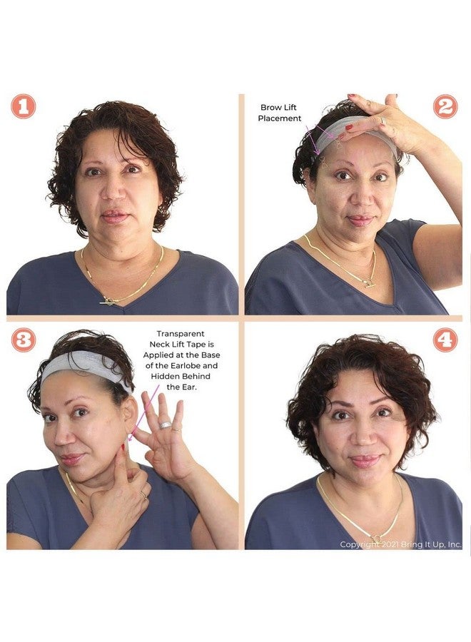 Bring It Up مجموعة أشرطة شد الوجه الفورية، كمية تكفي لمدة 30 يومًا، شرائط شفافة لشد الرقبة والحاجب، ملصقات مضادة للتجاعيد، شريط للوجه يرفع الجلد المترهل حول الوجه على الفور ويخفي الذقن المزدوجة، صنع في الولايات المتحدة الأمريكية - Image 3