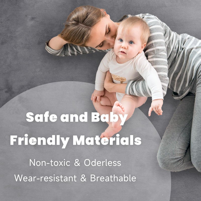 ACOMOPACK Baby Play Mat for Floor 1.3" Thick Memory Foam 50x50 Soft Velvet Playpen Mat for Kids,Infants,Toddlers,Tummy Time Crawling Mats with Non-Slip Bottom,Yoga,Tatami,Nursery Rugï¼ˆDark Greyï¼‰ - Image 4