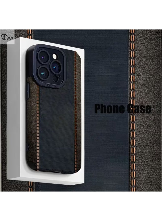 تيمو حافظة هاتف محمولة بتصميم مناسب لهواتف آيفون مصنوعة من قماش بني فاتح بتصميم مناسب للجسم، مع خطوط عمودية، مضادة للاتساخ، عصرية، مضادة للصدمات والخدوش متوافق مع ايفون 13 برو - Image 1