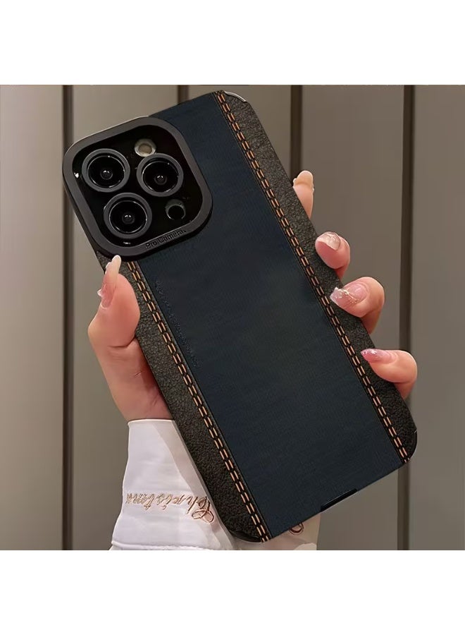 تيمو حافظة هاتف محمولة بتصميم مناسب لهواتف آيفون مصنوعة من قماش بني فاتح بتصميم مناسب للجسم، مع خطوط عمودية، مضادة للاتساخ، عصرية، مضادة للصدمات والخدوش متوافق مع ايفون 13 برو - Image 2