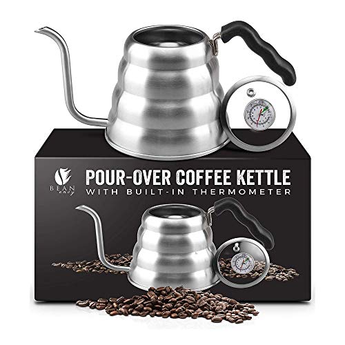 Bean Envy Pour Over Coffee Kettle, Small Gooseneck Kettle with Thermometer and Ergonomic handle, Pour Over Kettle Stainless Steel 40 Oz, Gooseneck Tea Kettle for all occasions. - Image 1