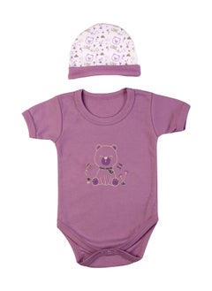 Babies Basic 5 Piece Unisex 100% Cotton Gift Set Include Bib, Romper, Mittens, Cap And Sleepsuit/Jumpsuit- Teddy  - Image 4