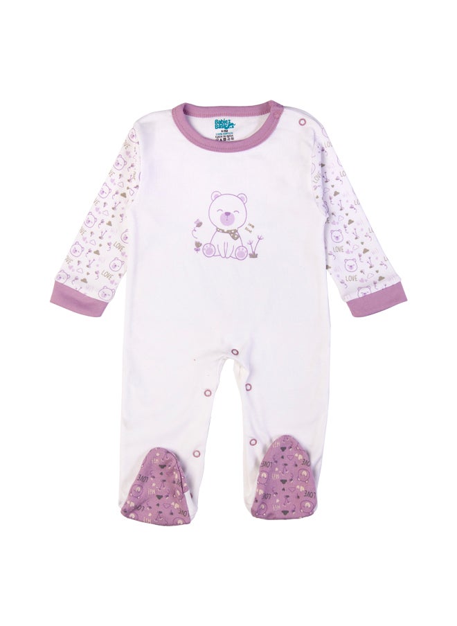 Babies Basic 5 Piece Unisex 100% Cotton Gift Set Include Bib, Romper, Mittens, Cap And Sleepsuit/Jumpsuit- Teddy  - Image 3