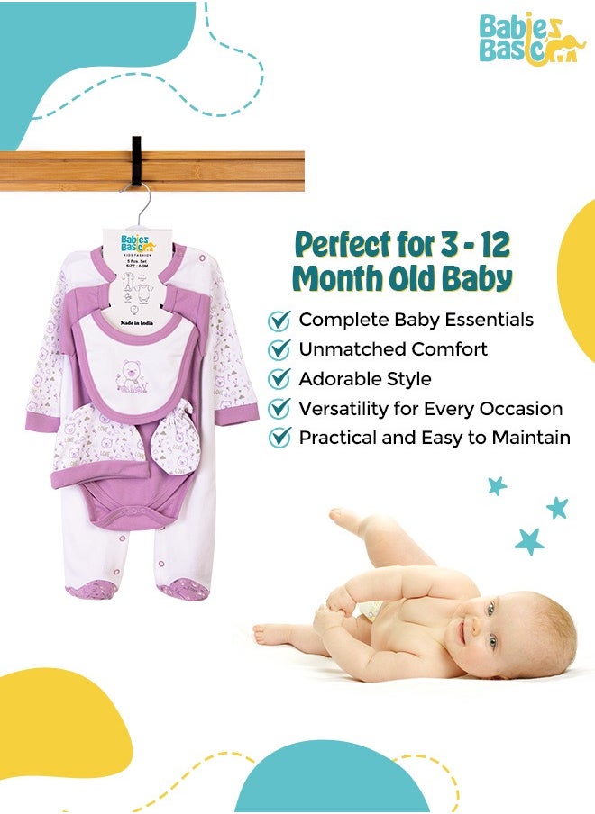 5 Piece Unisex 100% Cotton Gift Set Include Bib, Romper, Mittens, Cap And Sleepsuit/Jumpsuit- Teddy - pzsku/Z374546267D87627F81B5Z/45/_/1721139448/98a66954-d52b-43a5-ac6b-71ac3225e700