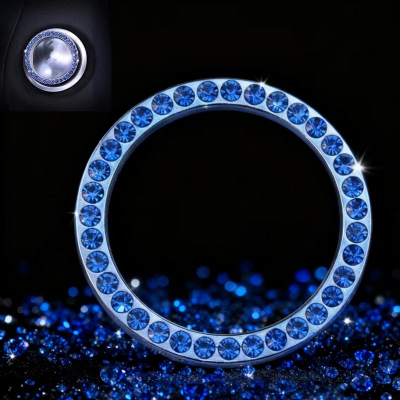 AutoCabins 11 pcs Bling Car Accessories Set for Women,Steering Wheel Cover,Sparkly Seat Belt Covers,Daisy Vent Clips,Bling Shift Cover,Car Cup Holder Coaster,Universal Fit Most Cars (Blue Diamond) - Image 2