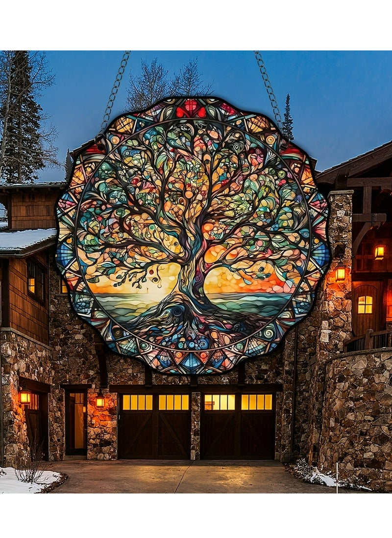 Generic - 1-Pack Tree Of Life Pattern Glass Window Decoration Pendant Chain Window Hanging Decoration - Image 1