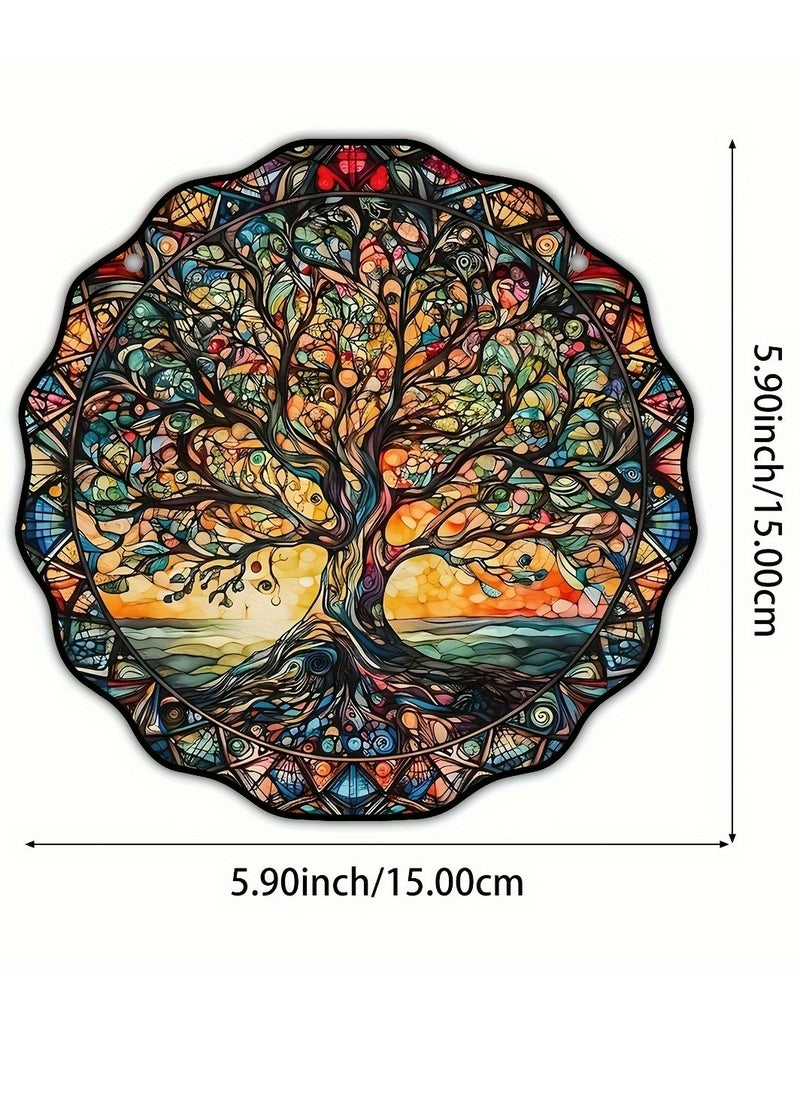 Generic - 1-Pack Tree Of Life Pattern Glass Window Decoration Pendant Chain Window Hanging Decoration - Image 1
