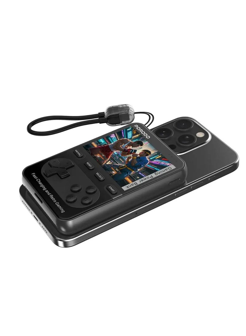 بورودو بنك طاقة Arcadevolt MagSafe بسعة 10000 مللي أمبير/ساعة مع وحدة تحكم مدمجة، +100 لعبة كلاسيكية، PD 20 وات، شاشة عالية الدقة 2.8 بوصة، كابل USB-C - أسود - Image 2