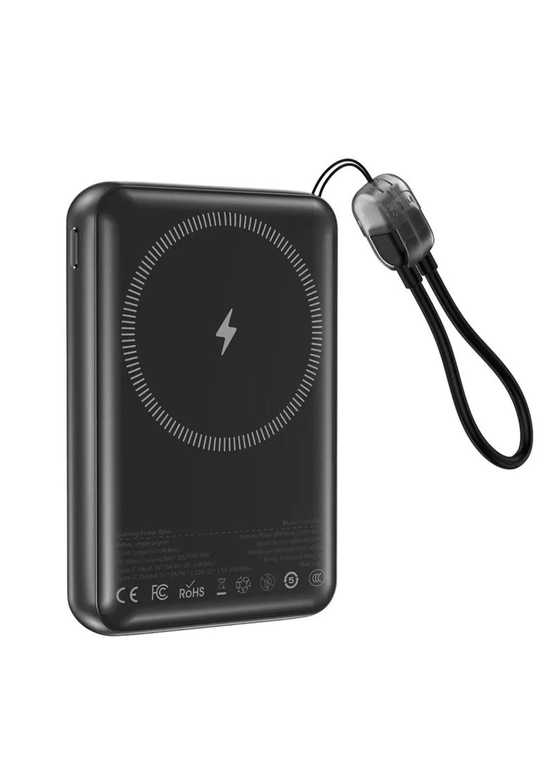 بورودو بنك طاقة Arcadevolt MagSafe بسعة 10000 مللي أمبير/ساعة مع وحدة تحكم مدمجة، +100 لعبة كلاسيكية، PD 20 وات، شاشة عالية الدقة 2.8 بوصة، كابل USB-C - أسود - Image 3