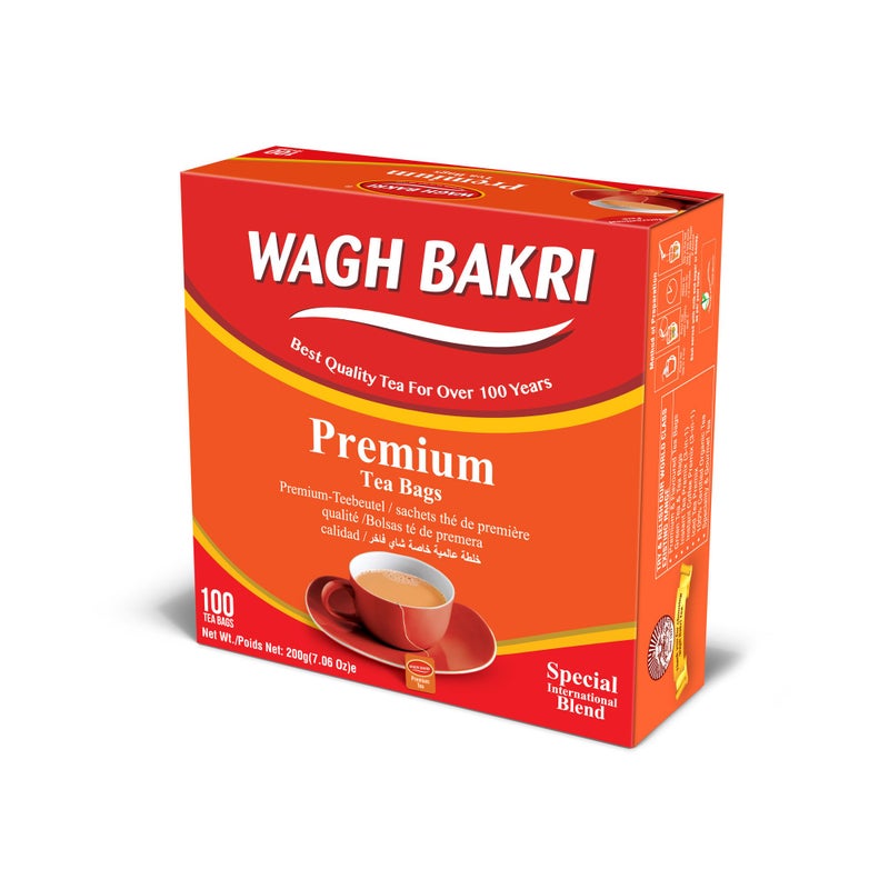 WAGH BAKRI أكياس شاي واغ باكري المميزة، 100 كيس شاي من مزيج دولي خاص، 200 جرام - Image 2