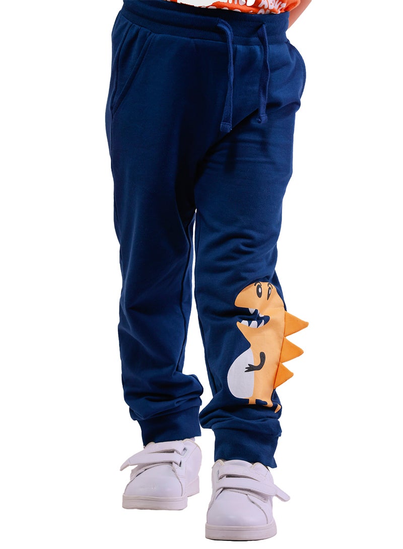 Nuego Pure Cotton Joggers for Kids Boys, Ultra-soft Premium Fabric, Mid Rise Cartoon Print Kids Boys Joggers for Toddler Kids 2 - 7 Years (Navy) - Image 1