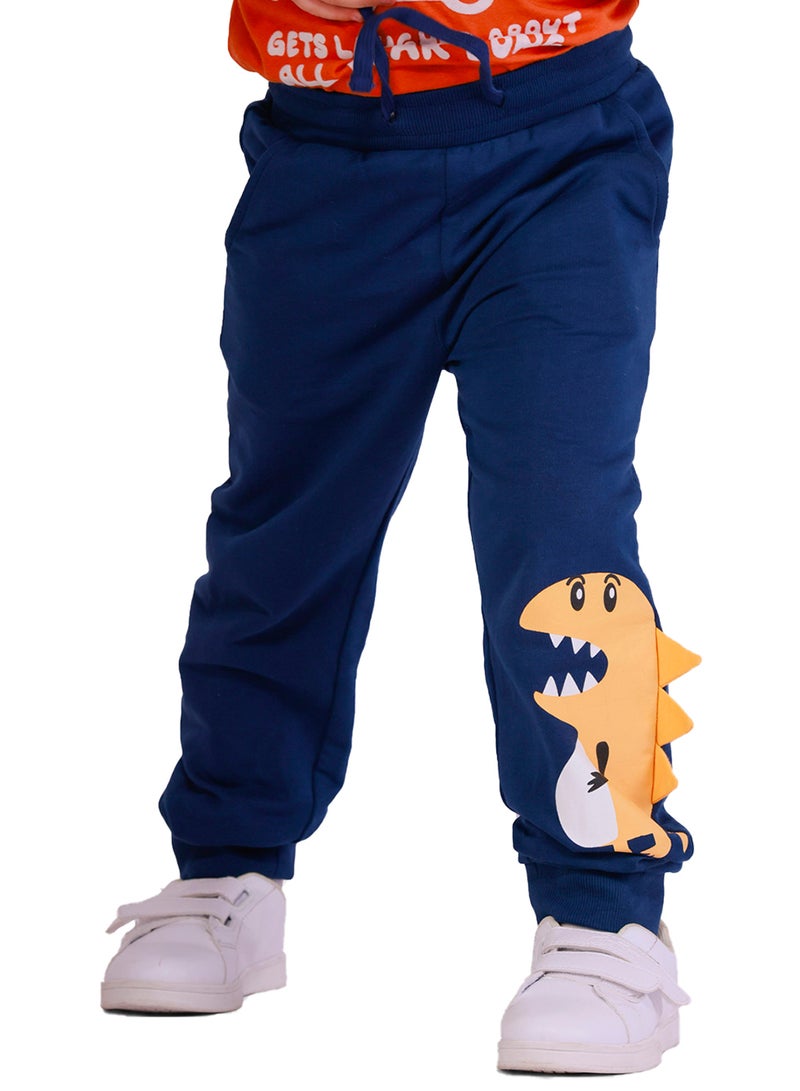 Nuego Pure Cotton Joggers for Kids Boys, Ultra-soft Premium Fabric, Mid Rise Cartoon Print Kids Boys Joggers for Toddler Kids 2 - 7 Years (Navy) - Image 3