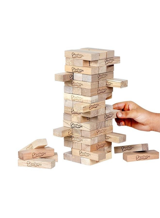 SKOODLE SKOODLE Stackrr Classic Stacking Tumbling Tower Game with 54 Precision Wooden Blocks of Premium Beachwood for Adults and Kids, 1 or More Players  - Image 2