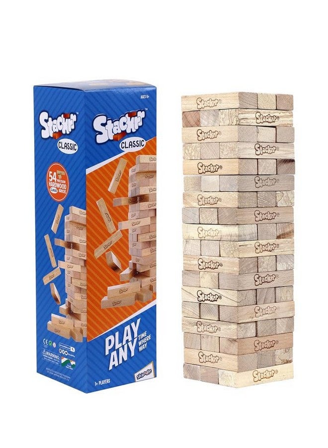 SKOODLE SKOODLE Stackrr Classic Stacking Tumbling Tower Game with 54 Precision Wooden Blocks of Premium Beachwood for Adults and Kids, 1 or More Players  - Image 5